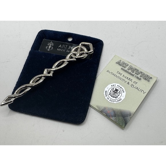 Art Pewter Celtic Knot Kilt Pin Brooch Silver Tone Made in Scotland NWT - Picture 4 of 6